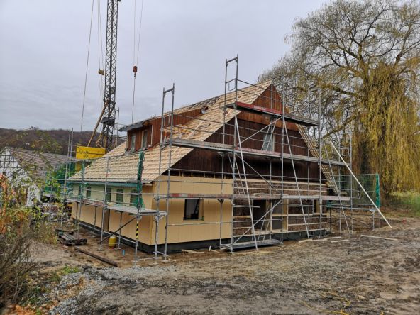 Passivhaus im Fachwerk-Stil